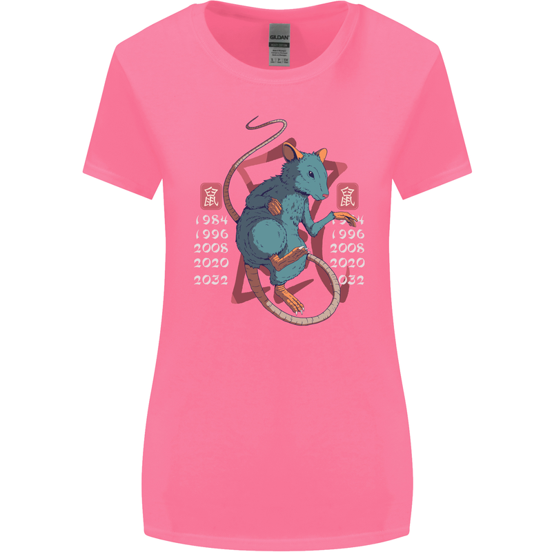 Chinese Zodiac Shengxiao Year of the Rat Womens Wider Cut T-Shirt Azalea