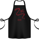 Chinese Zodiac Shengxiao Year of the Snake Cotton Apron 100% Organic Black