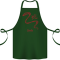 Chinese Zodiac Shengxiao Year of the Snake Cotton Apron 100% Organic Forest Green