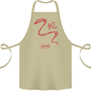 Chinese Zodiac Shengxiao Year of the Snake Cotton Apron 100% Organic Khaki