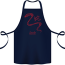 Chinese Zodiac Shengxiao Year of the Snake Cotton Apron 100% Organic Navy Blue
