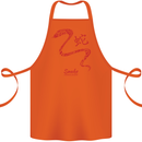 Chinese Zodiac Shengxiao Year of the Snake Cotton Apron 100% Organic Orange