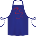 Chinese Zodiac Shengxiao Year of the Snake Cotton Apron 100% Organic Royal Blue