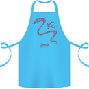 Chinese Zodiac Shengxiao Year of the Snake Cotton Apron 100% Organic Turquoise