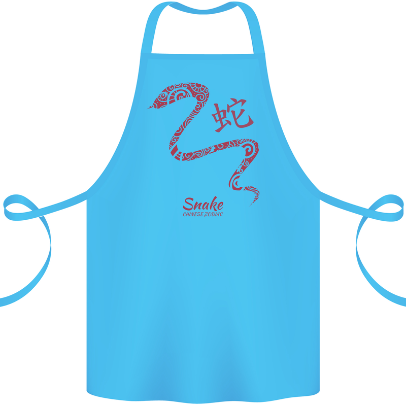 Chinese Zodiac Shengxiao Year of the Snake Cotton Apron 100% Organic Turquoise