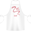 Chinese Zodiac Shengxiao Year of the Snake Cotton Apron 100% Organic White