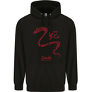 Chinese Zodiac Shengxiao Year of the Snake Mens 80% Cotton Hoodie Black