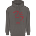 Chinese Zodiac Shengxiao Year of the Snake Mens 80% Cotton Hoodie Charcoal