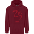 Chinese Zodiac Shengxiao Year of the Snake Mens 80% Cotton Hoodie Maroon