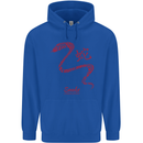 Chinese Zodiac Shengxiao Year of the Snake Mens 80% Cotton Hoodie Royal Blue