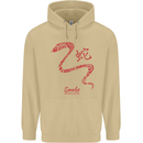 Chinese Zodiac Shengxiao Year of the Snake Mens 80% Cotton Hoodie Sand
