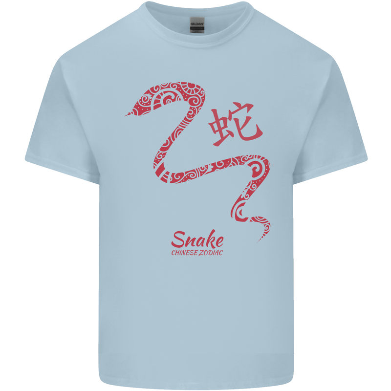 Chinese Zodiac Shengxiao Year of the Snake Mens Cotton T-Shirt Tee Top Light Blue