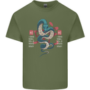 Chinese Zodiac Shengxiao Year of the Snake Mens Cotton T-Shirt Tee Top Military Green