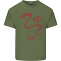 Chinese Zodiac Shengxiao Year of the Snake Mens Cotton T-Shirt Tee Top Military Green