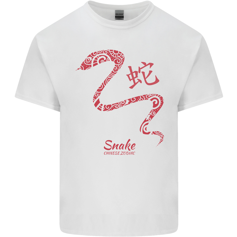 Chinese Zodiac Shengxiao Year of the Snake Mens Cotton T-Shirt Tee Top White