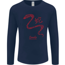Chinese Zodiac Shengxiao Year of the Snake Mens Long Sleeve T-Shirt Navy Blue