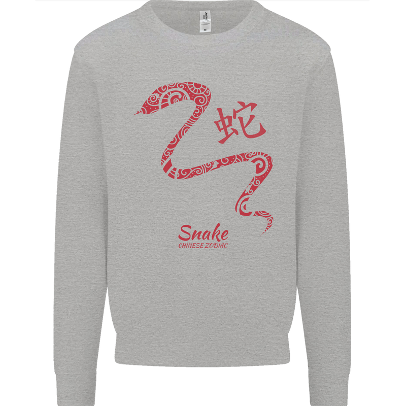 Chinese Zodiac Shengxiao Year of the Snake Mens Sweatshirt Jumper Sports Grey