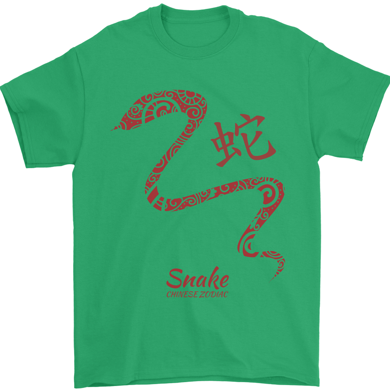 Chinese Zodiac Shengxiao Year of the Snake Mens T-Shirt Cotton Gildan Irish Green