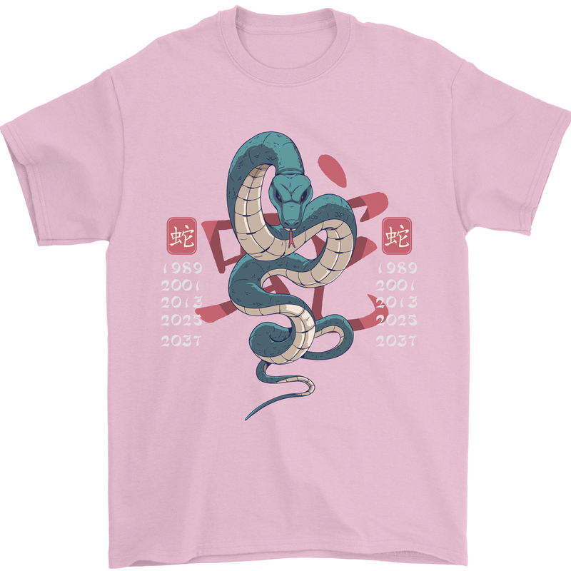 Chinese Zodiac Shengxiao Year of the Snake Mens T-Shirt Cotton Gildan Light Pink