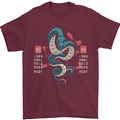 Chinese Zodiac Shengxiao Year of the Snake Mens T-Shirt Cotton Gildan Maroon
