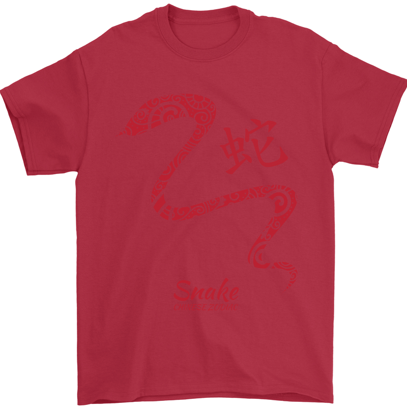 Chinese Zodiac Shengxiao Year of the Snake Mens T-Shirt Cotton Gildan Red