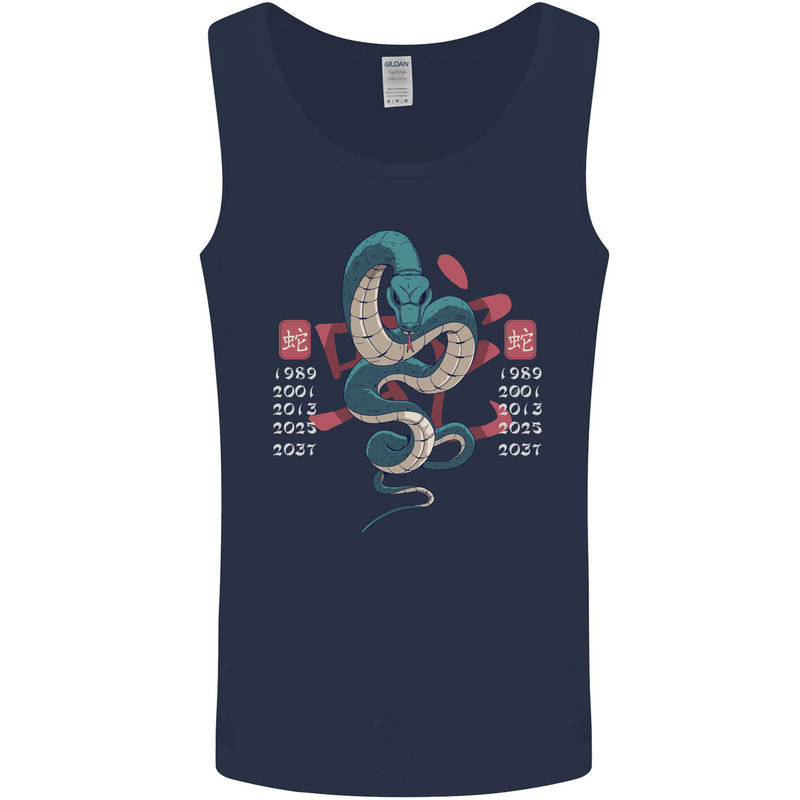 Chinese Zodiac Shengxiao Year of the Snake Mens Vest Tank Top Navy Blue