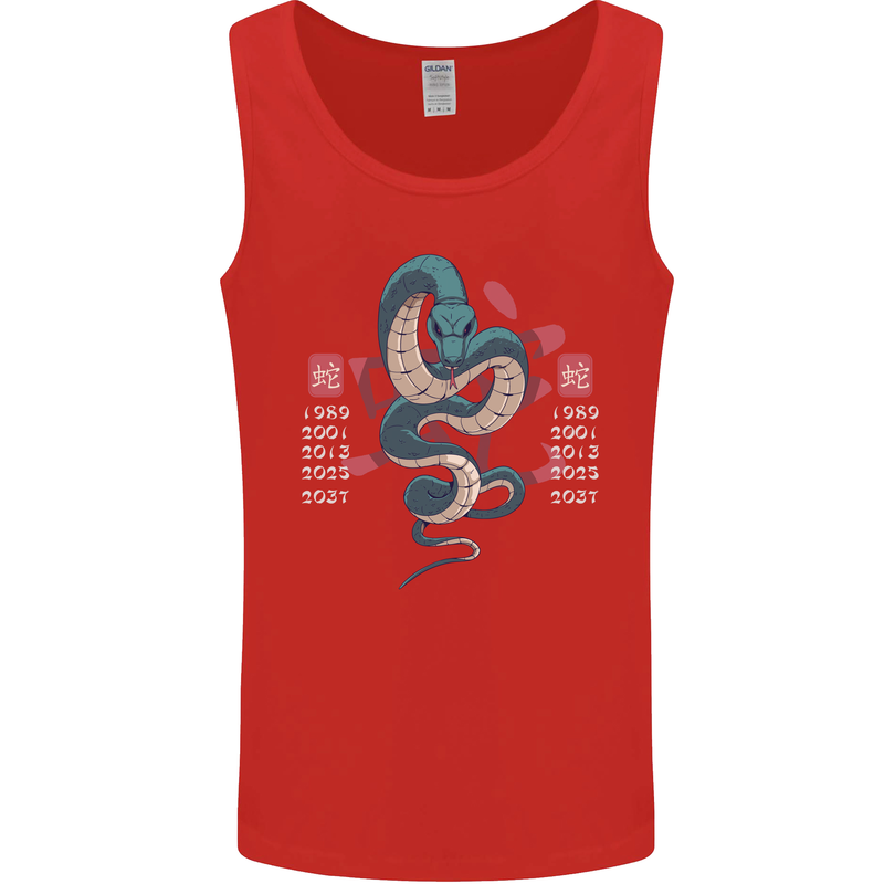 Chinese Zodiac Shengxiao Year of the Snake Mens Vest Tank Top Red