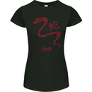 Chinese Zodiac Shengxiao Year of the Snake Womens Petite Cut T-Shirt Black