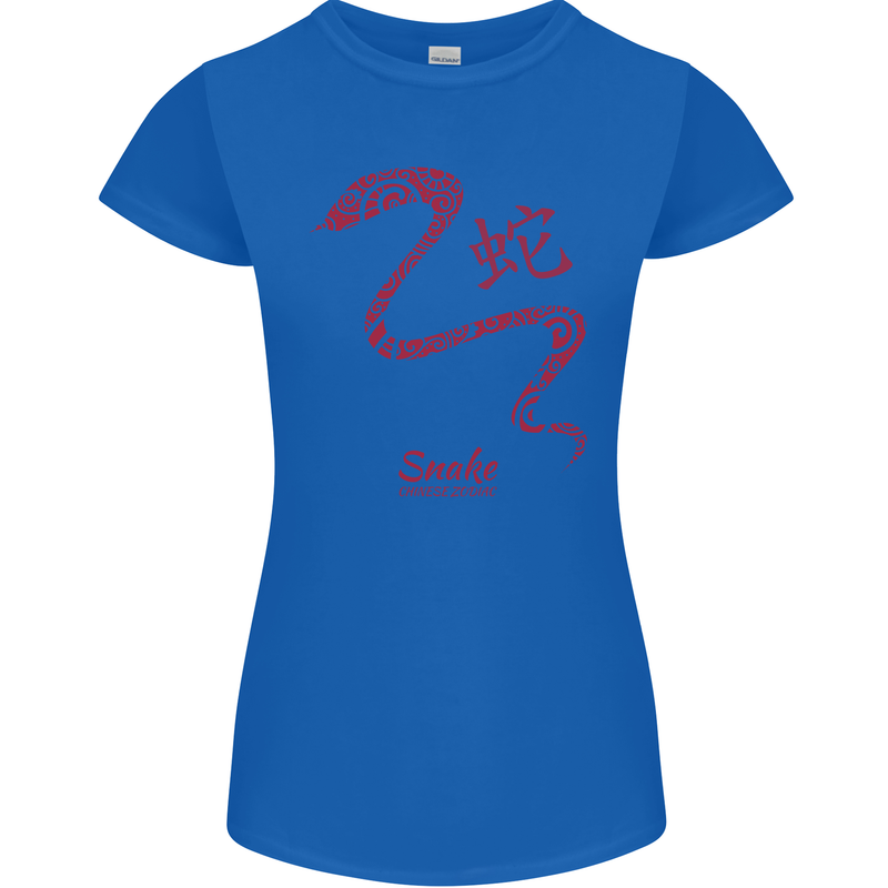 Chinese Zodiac Shengxiao Year of the Snake Womens Petite Cut T-Shirt Royal Blue