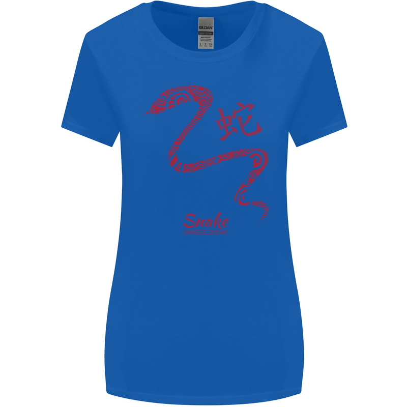Chinese Zodiac Shengxiao Year of the Snake Womens Wider Cut T-Shirt Royal Blue