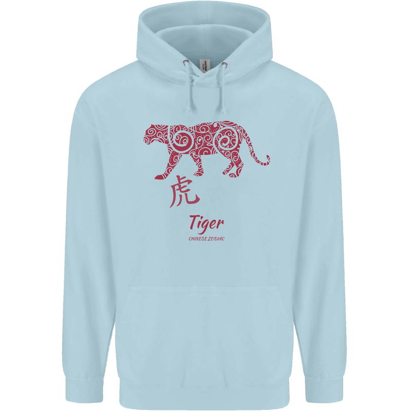 Chinese Zodiac Shengxiao Year of the Tiger Childrens Kids Hoodie Light Blue
