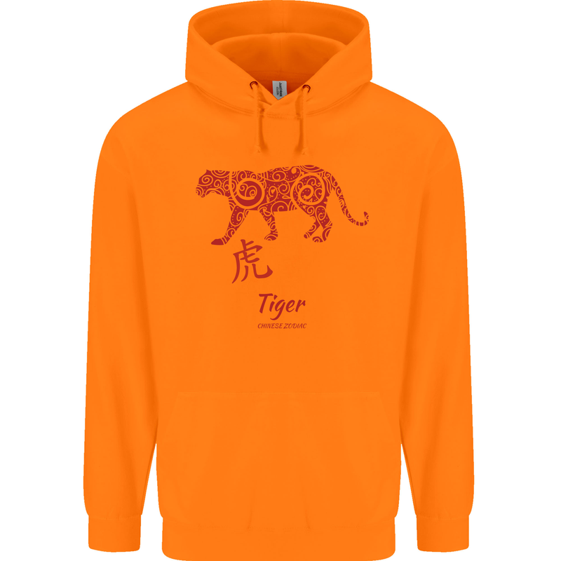 Chinese Zodiac Shengxiao Year of the Tiger Childrens Kids Hoodie Orange