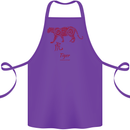 Chinese Zodiac Shengxiao Year of the Tiger Cotton Apron 100% Organic Purple