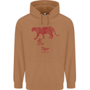 Chinese Zodiac Shengxiao Year of the Tiger Mens 80% Cotton Hoodie Caramel Latte
