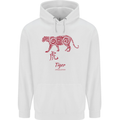 Chinese Zodiac Shengxiao Year of the Tiger Mens 80% Cotton Hoodie White
