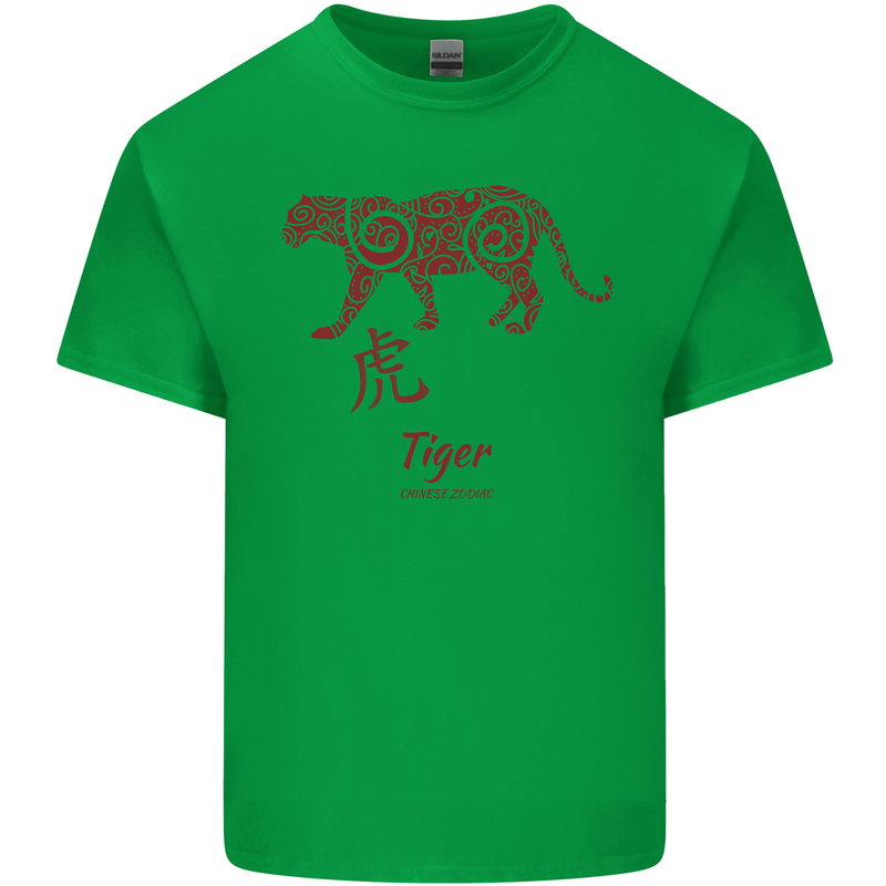 Chinese Zodiac Shengxiao Year of the Tiger Mens Cotton T-Shirt Tee Top Irish Green