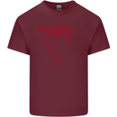Chinese Zodiac Shengxiao Year of the Tiger Mens Cotton T-Shirt Tee Top Maroon