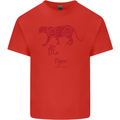 Chinese Zodiac Shengxiao Year of the Tiger Mens Cotton T-Shirt Tee Top Red