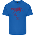 Chinese Zodiac Shengxiao Year of the Tiger Mens Cotton T-Shirt Tee Top Royal Blue
