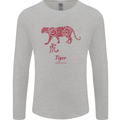 Chinese Zodiac Shengxiao Year of the Tiger Mens Long Sleeve T-Shirt Sports Grey