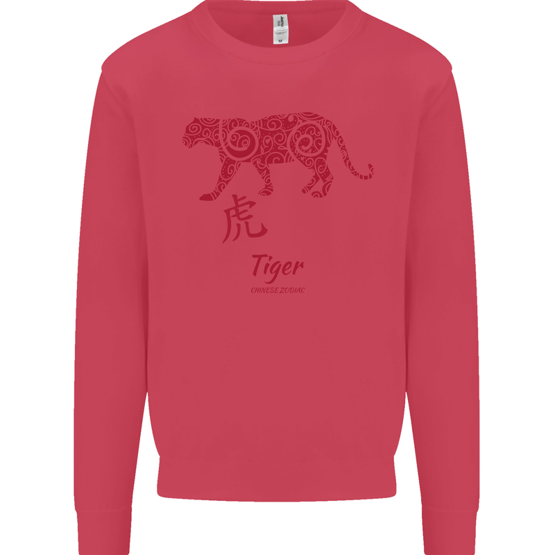 Chinese Zodiac Shengxiao Year of the Tiger Mens Sweatshirt Jumper Heliconia