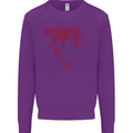 Chinese Zodiac Shengxiao Year of the Tiger Mens Sweatshirt Jumper Purple