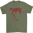 Chinese Zodiac Shengxiao Year of the Tiger Mens T-Shirt Cotton Gildan Military Green