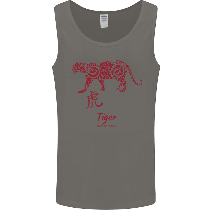 Chinese Zodiac Shengxiao Year of the Tiger Mens Vest Tank Top Charcoal
