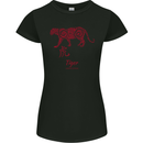 Chinese Zodiac Shengxiao Year of the Tiger Womens Petite Cut T-Shirt Black