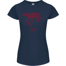 Chinese Zodiac Shengxiao Year of the Tiger Womens Petite Cut T-Shirt Navy Blue