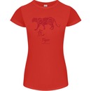 Chinese Zodiac Shengxiao Year of the Tiger Womens Petite Cut T-Shirt Red
