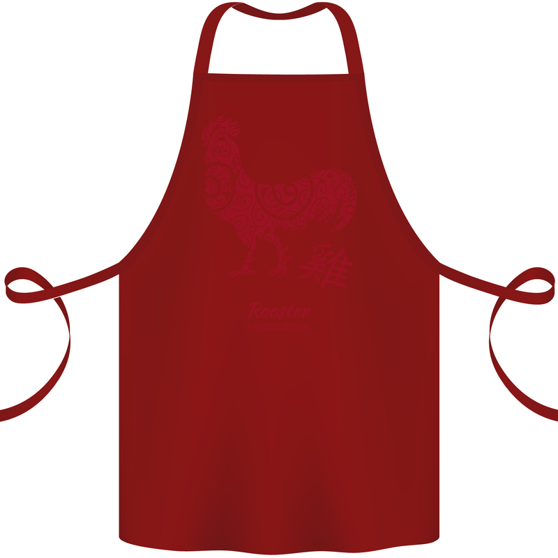 Chinese Zodiac Year of the Rooster Cotton Apron 100% Organic Maroon