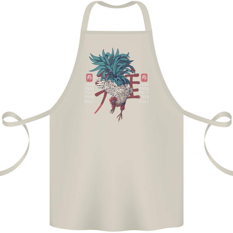Chinese Zodiac Year of the Rooster Cotton Apron 100% Organic Natural