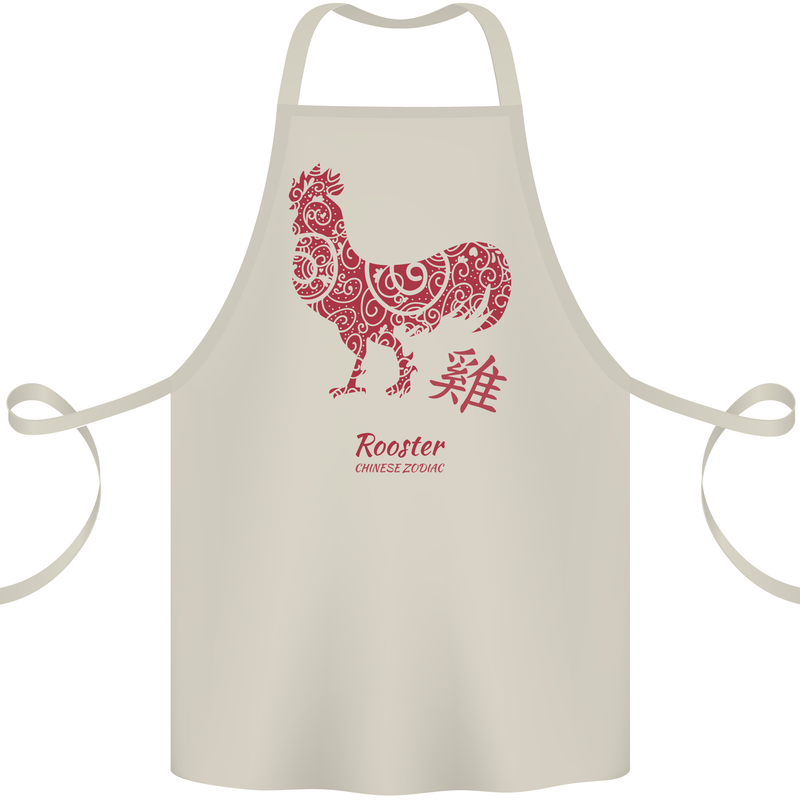 Chinese Zodiac Year of the Rooster Cotton Apron 100% Organic Natural